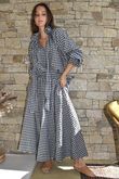 Nonni Gingham Poet Blouse Navy